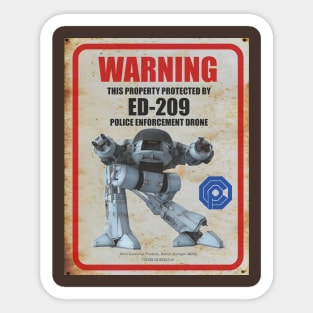 Rusty Old ED-209 Sign Sticker